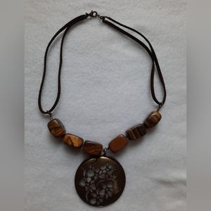 Boho, bead. Leather choker necklace